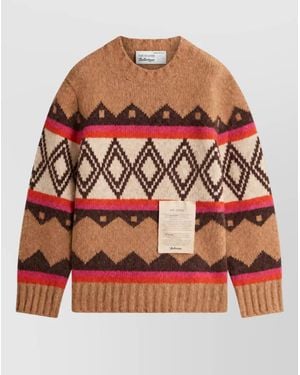 Ballantyne Wool Geometric Jacquard Crew Neck Sweater - Multicolor