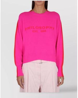 Philosophy Cashmere Wool Logo-Embroidered Sweater - Pink