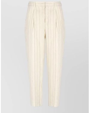 PT Torino Straight Leg Linen Cotton Tailored Pants - Natural