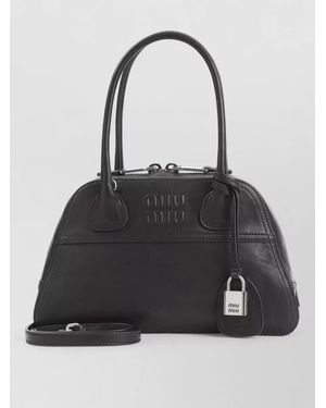 Miu Miu Vivian Nappa Leather Bowling Shoulder Bag - Black