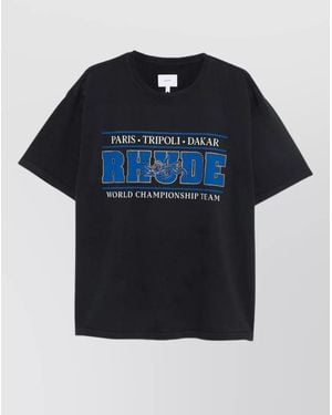 Rhude Chrono Graphic Crew Neck Short Sleeve T-Shirt - Blue