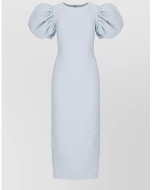 ROTATE BIRGER CHRISTENSEN Knee Length Dress Balloon Sleeves Floral - Blue