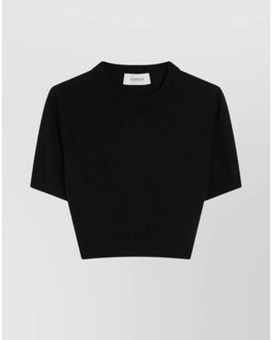 Sportmax Cropped Fitted Crewneck Top Bettina - Black