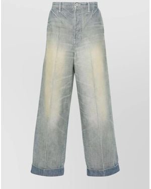 KENZO High-Waisted Wide Leg Denim Pants - White