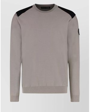 Canada Goose Crew-Neck Wool Sweater Contrast Panels - Gray
