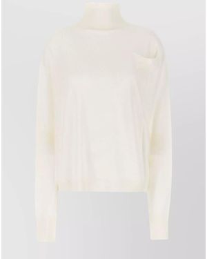 Quira Wool Ribbed Mock Turtleneck Sweater - White