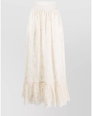 Gucci Embroidered Calf-Length Skirt - White