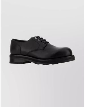 The Row Leather Lace-Up Shoes With Low Block Heel - Black