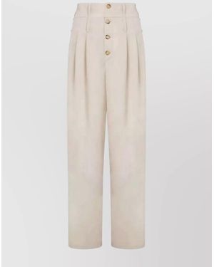 Moschino High-Waisted Pants With Decorative Buttons - White