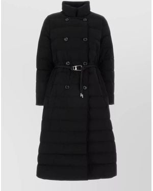 Moorer Raely Long Nylon Blend Down Coat - Black