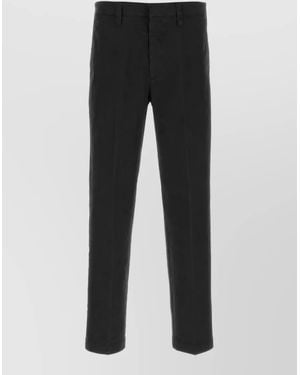 Prada Cotton Straight-Leg Trousers - Black