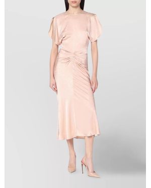 Victoria Beckham Damask Dress With Gathering And Ruched Detail - Pink