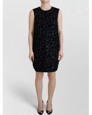 Dolce & Gabbana Leopard Print Shift Mini Dress - Black