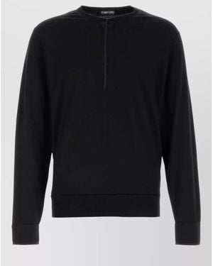 Tom Ford Wool Blend Jumper Crew Neck Ribbed - Black