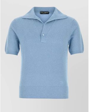 Dolce & Gabbana Cotton Blend Polo Shirt - Blue