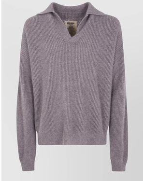 Uma Wang Raccoon Wool Long Sleeve Polo Jumper - Grey