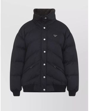 Prada Cotton Padded Jacket Stand-Up Collar - Blue