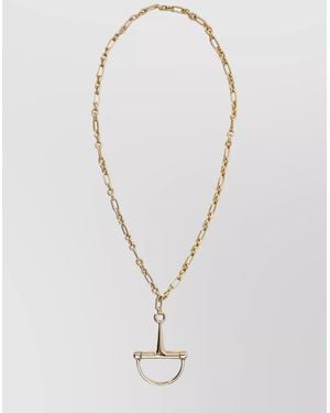 Gucci Long Chain Necklace With Removable Stirrup Pendant - White