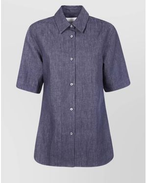 Studio Nicholson Tailored Shirt With Back Yoke And Collared Neck - Blue