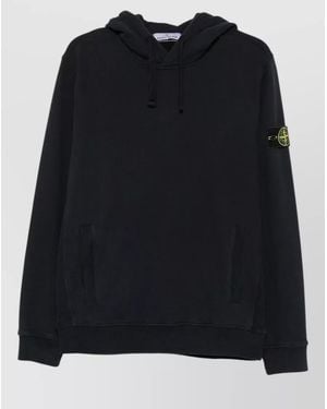 Stone Island Hooded Sweatshirt Drawstring Kangaroo Pocket - Black