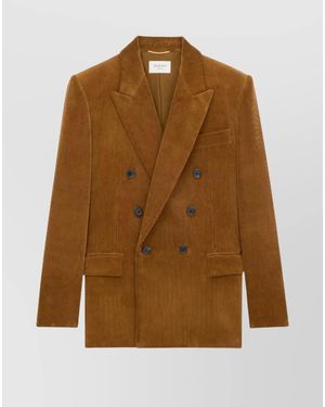 Saint Laurent Corduroy Double-Breasted Blazer - Brown