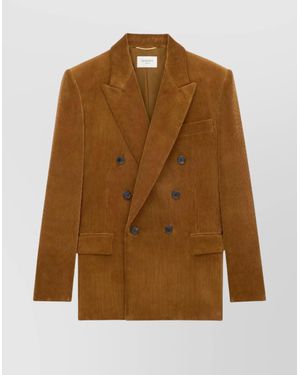 Saint Laurent Corduroy Double-Breasted Blazer - Brown