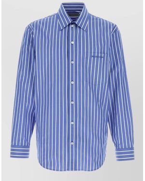 Balenciaga Striped Cotton Regular-Fit Shirt - Blue