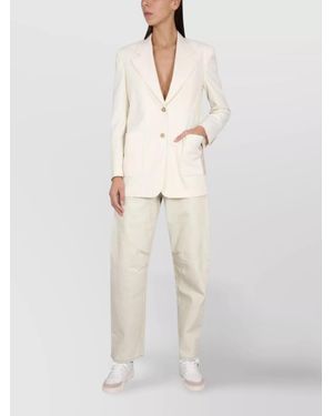 Palm Angels Knit Detail Blazer - Natural