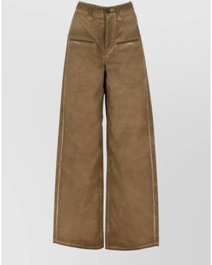 Uma Wang Wide Leg Trousers Back And Front Pockets - Natural