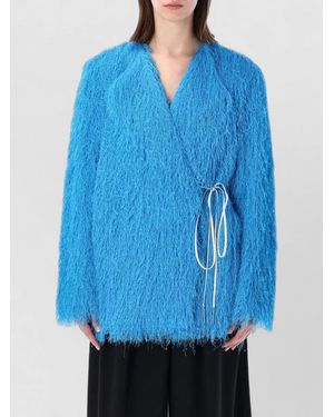 Dries Van Noten Collarless Fringed Jacket - Blue