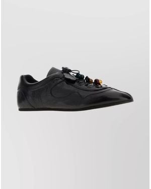 Cecilie Bahnsen Beaded Low-Top Leather Sneakers - Black