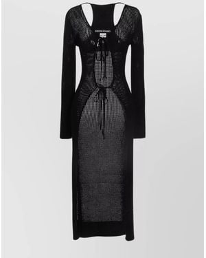 ANDREADAMO Openwork Long Knitted Dress - Black
