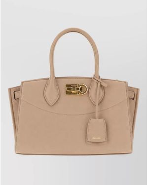 Ferragamo Leather Tote Bag - Natural