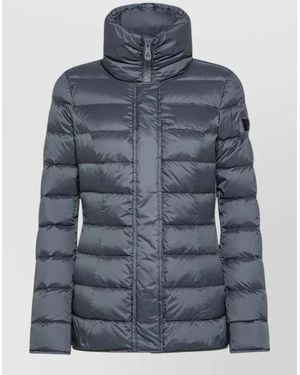 Peuterey High Collar Quilted Jacket Long Sleeves Pockets - Blue
