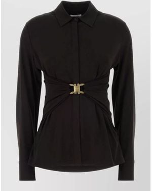 Ferragamo Shirt Top Long Sleeves Buttoned Cuffs - Black