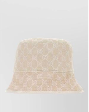 Gucci Gg Fabric Bucket Hat Wide Brim - Natural