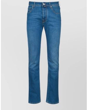 Jacob Cohen Jeans Belt Loops Contrast Stitching Faded Effect - Blue