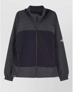 The North Face Hooded Jacket Drawstring Hem Elastic Cuffs - Blue