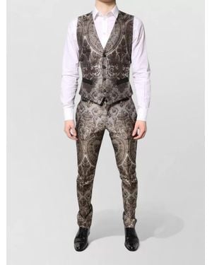 Dolce & Gabbana Silk-Blend Jacquard Slim-Fit Single-Breasted Three-Piece Tuxedo - Grey