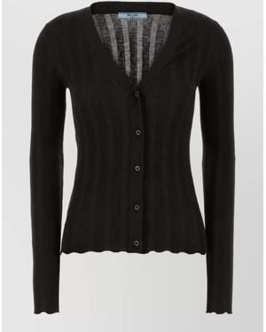 Prada Virgin Wool Cardigan - Black