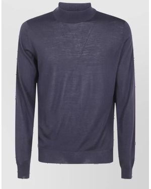 Filippo De Laurentis Virgin Wool Mock Turtleneck Jumper - Blue