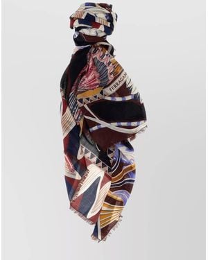 Ferragamo Fringed Edge Giada Shawl Accessory - White