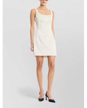 ROTATE BIRGER CHRISTENSEN Mini Dress Fitted Silhouette Polka Dot Straps - White