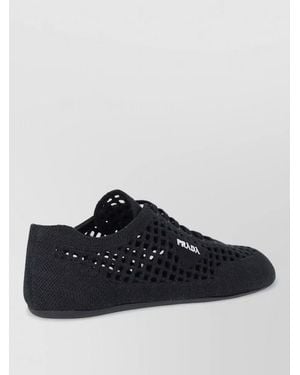 Prada Lace Up Low Trainers Round Toe Mesh - Black