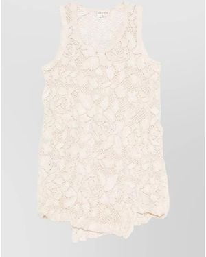 Comme des Garçons Lace Floral Sleeveless Dress Round Neck - Natural