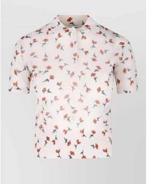 Jil Sander Knit Polo Collar Top Floral Pattern - Multicolour