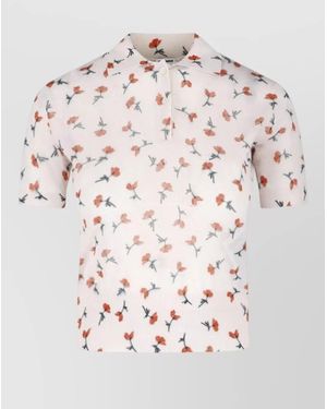 Jil Sander Knit Polo Collar Top Floral Pattern - Multicolor