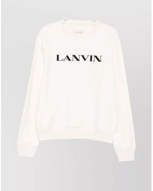 Lanvin Ribbed Hem And Cuffs Crew Neck Sweater - Natural