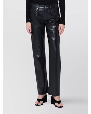 Agolde Faux Leather Low-Rise Slim Straight Pants - Black