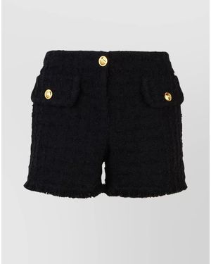 Versace Bouclé Tweed Thigh-Length Shorts - Black